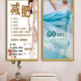肥胖的危害海报美容院装饰画塑身宣传画纤体图片肥胖导致疾病经络