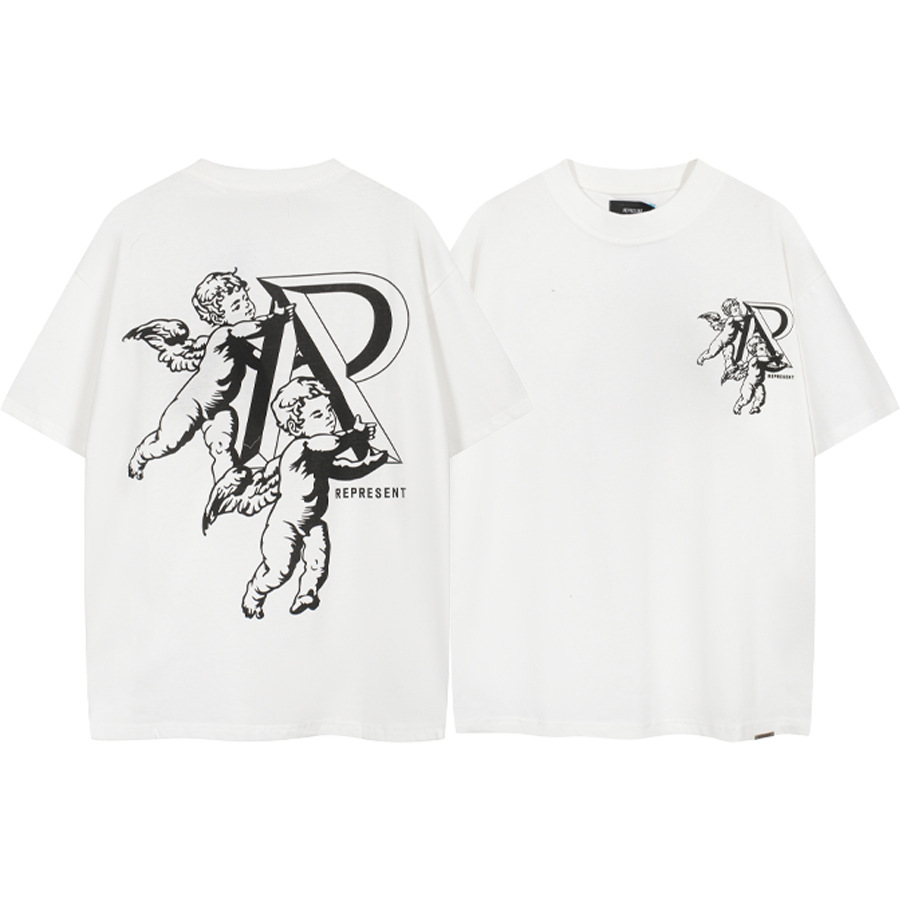 Cross-Border marca de moda REPRESEN Cupido logo impreso hombres y mujeres sueltos casual jersey de manga corta Camiseta