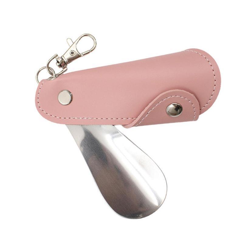 现货日韩简约金属皮革鞋拔子 男女通用提鞋器 迷你便携挂扣款鞋