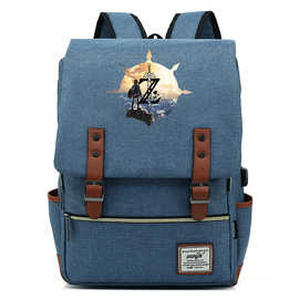 游戏塞尔达王国之泪印花青少年中小学生书包USB男女休闲双肩背包