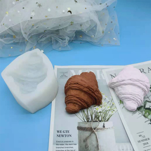 Croissant scented candle plaster silicone mold diy simulation bread pastry chocolate cake baking grinding tool