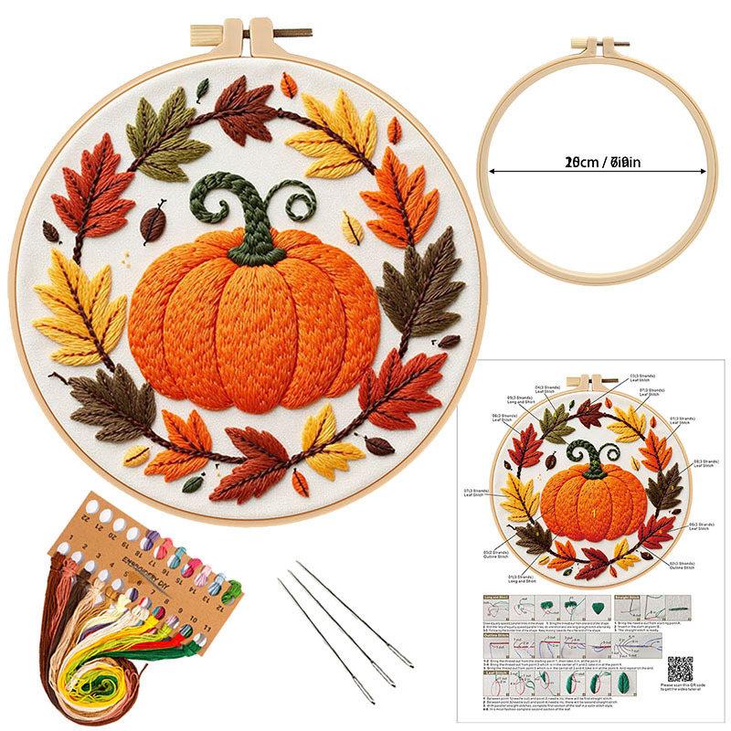 Nuevos productos bordados de calabaza DIY material manual paquete de tela aguja y hilo conjunto inglés transfronterizo