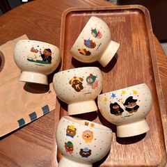 ポーランドカラーハンドルカップinsシンプルな漫画デザートカップ牛乳カップ家庭用カップ