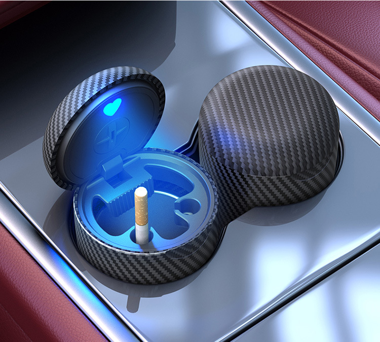 Portable car ashtray, in-car metal ashtray, trash bin with automatic lighting, car ashtray