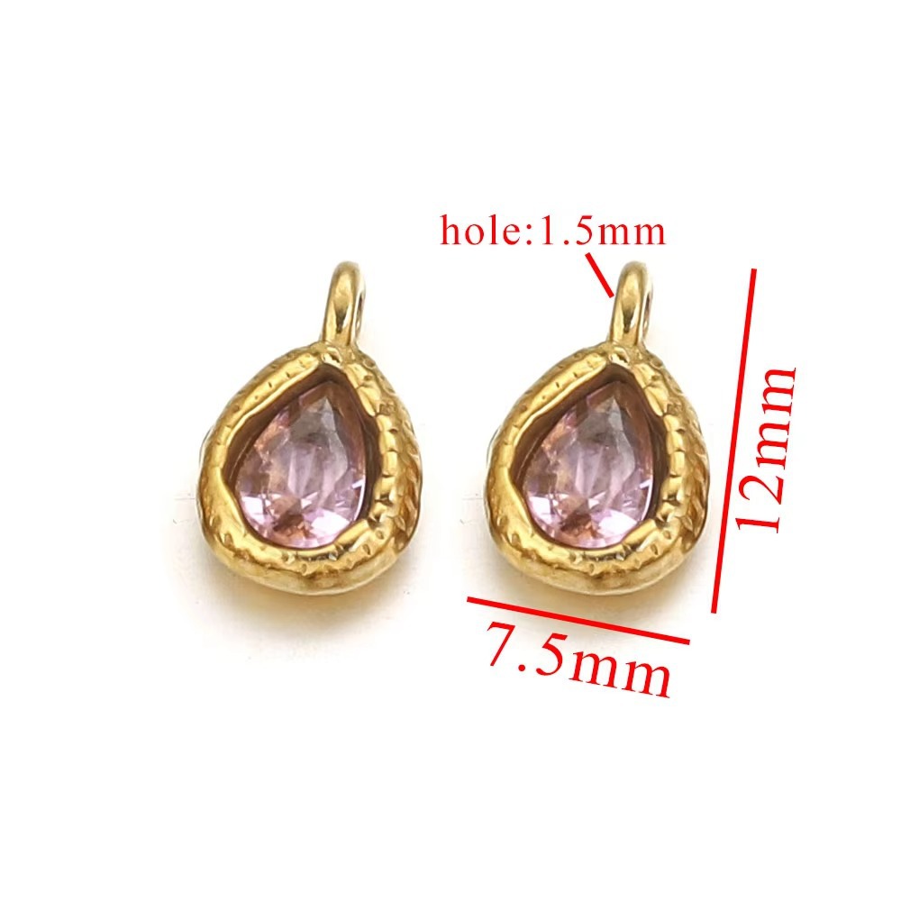 Acero inoxidable vidrio cristal colgante gotas de agua gemas de color colgante de acero titanio accesorios de joyería DIY