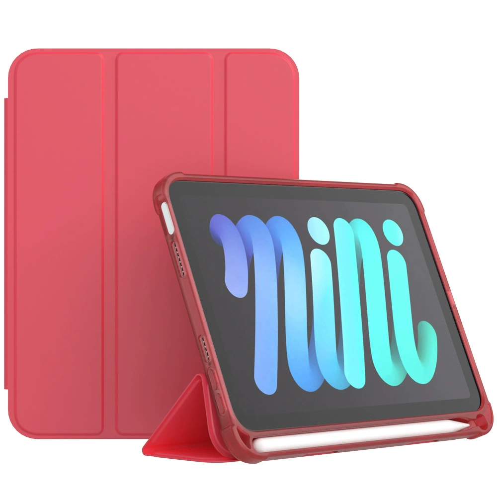 Защитный чехол (iPad) для iPad mini 6 — PU и силиконовый трёхстворчатый подставка, слот для ручки, соты против падения