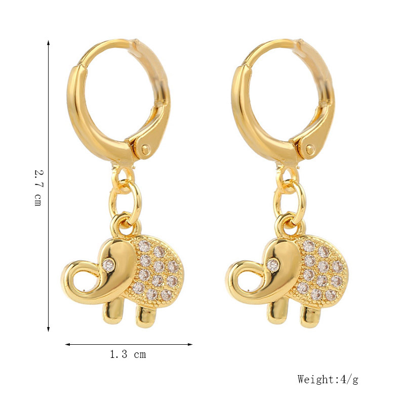 Boucles D&#39;oreilles Éléphant En Zirconium Incrusté De Cuivre En Gros Nihaojewelry display picture 1