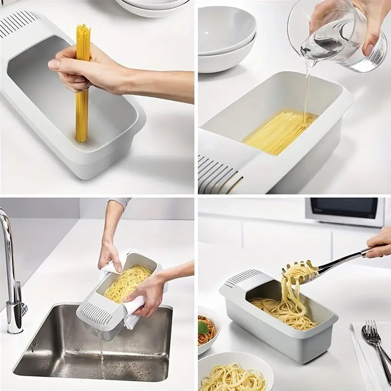 パスタボックス台所煮麺両用プラスチック収納ボックス台所用品ガジェットセット水切りボックス現物|undefined