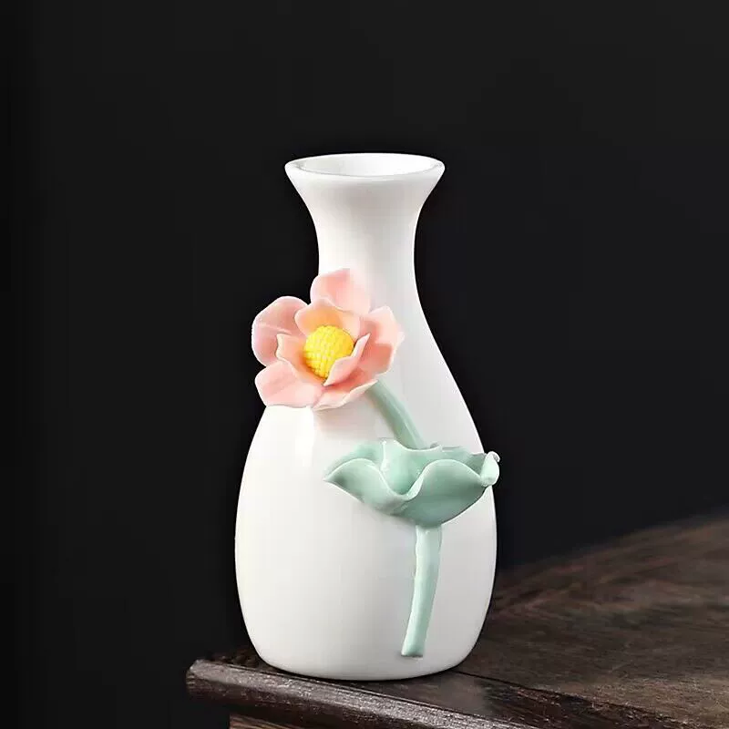 Handmade mini vase flower bottle flower ceramic ornaments dry flower inserting water -breed living room study frame desktop decoration