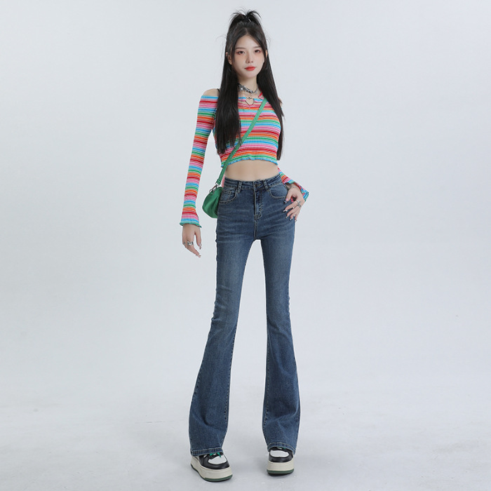 레트로 블루 나인포인트 팬츠 (158cm 이하)