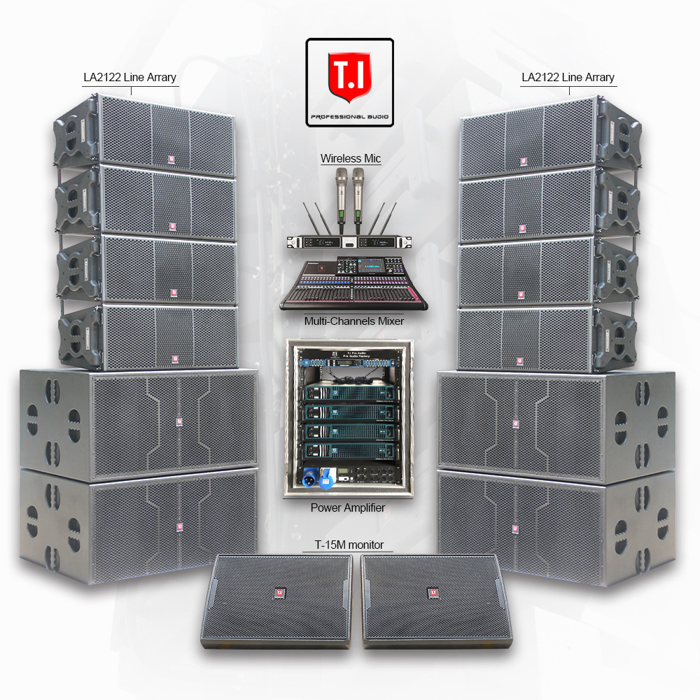 帝爱国际音响专业大功率舞台婚庆酒吧租赁线阵音响双12寸2分频