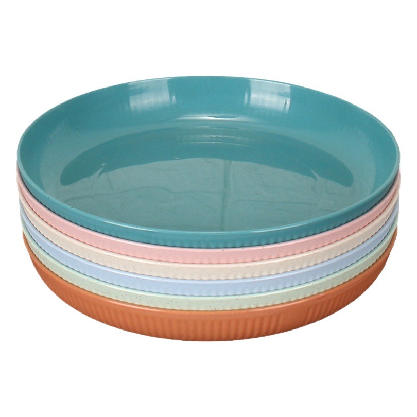 Placa a rayas 23cm6 plato de pastel de paja de trigo plato de fruta plato doméstico resistente a la caída plato de restaurante comida image 1