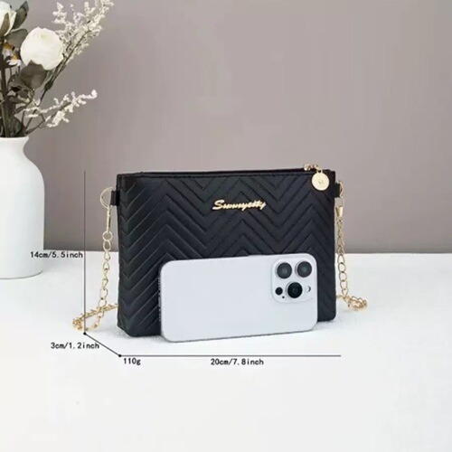 Minimalist Striped Solid Color High-End Quilted Embroidered Chain Strap Commute Wholesale Small Women's Crossbody Bag
