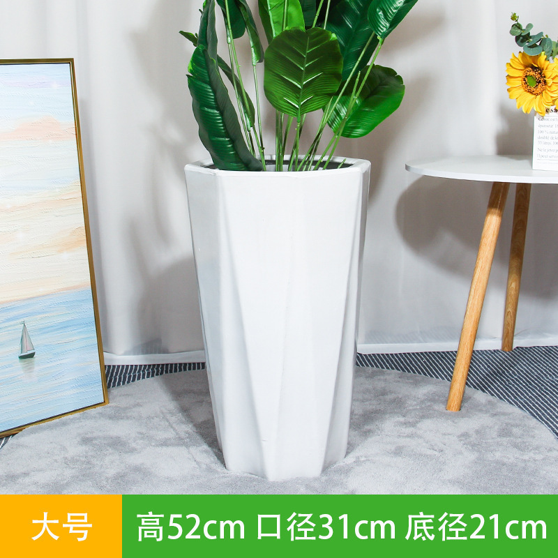Y セラミック植木鉢 大口径 シンプル 特大 バルコニー 家庭用 床置き 緑の植物 ライト 高級感 L|undefined