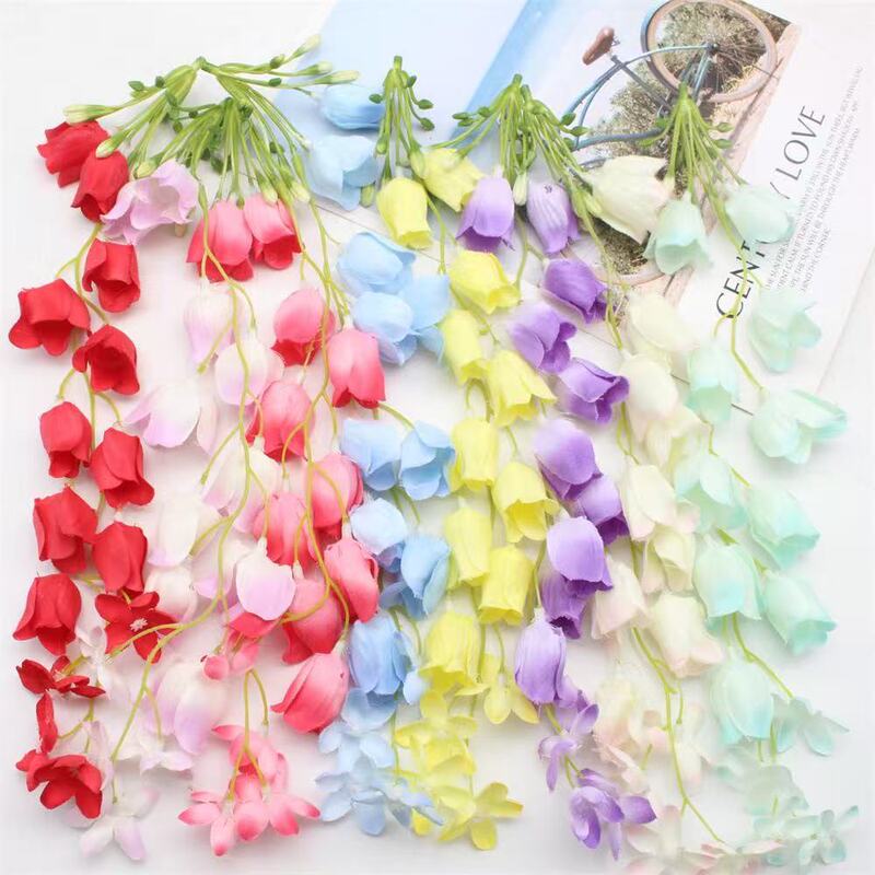 Wholesale artificial lily of the valley flowers, hanging bells, wind chimes, wedding ceremony hall decorations, ceiling flower walls, Monet-style floral arrangements