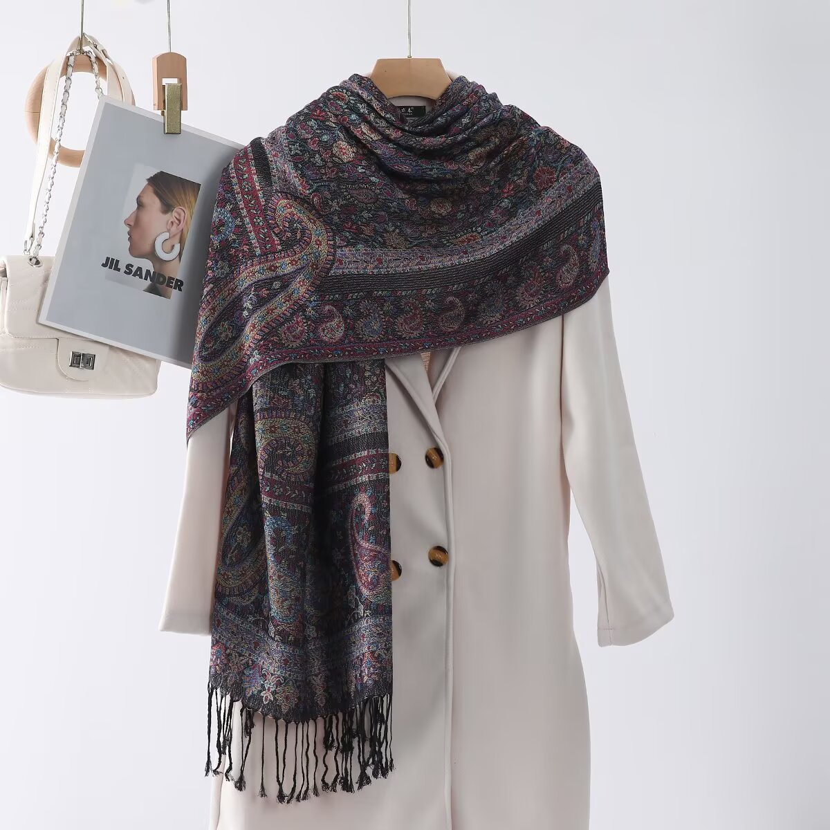 Foreign Trade Hot-Selling New Ethnic Style Cashew Tassel Long Scarf for Women Travel and Vacation Scarf Shawl Warm Neck Scarf