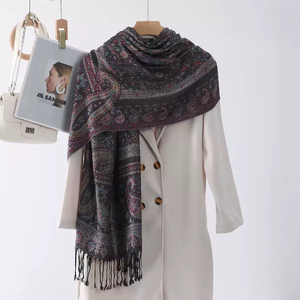 Foreign Trade Hot-Selling New Ethnic Style Cashew Tassel Long Scarf for Women Travel and Vacation Scarf Shawl Warm Neck Scarf