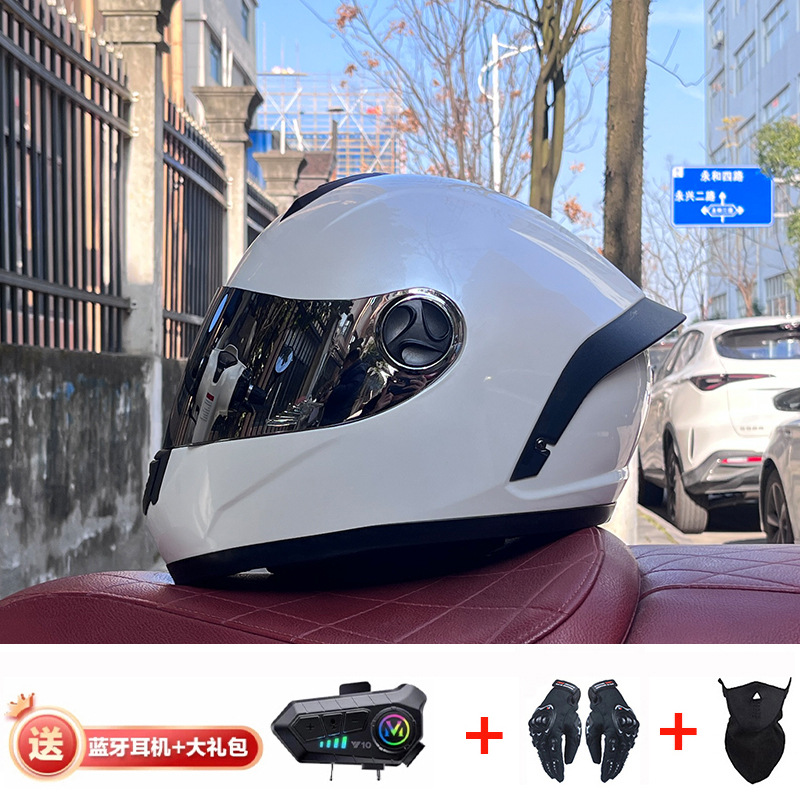 Bluetooth cross-border casco de motocicleta casco completo hombres y mujeres invierno cálido seguridad Four Seasons Knight coche eléctrico casco completo