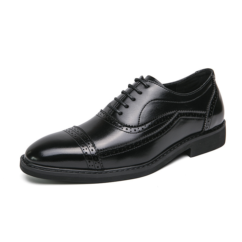 Primavera transfronteriza zapatos de cuero de correa de negocios de tamaño grande zapatos de hombre moda de color sólido zapatos de Oxford, zapatos de boda de talla de flores