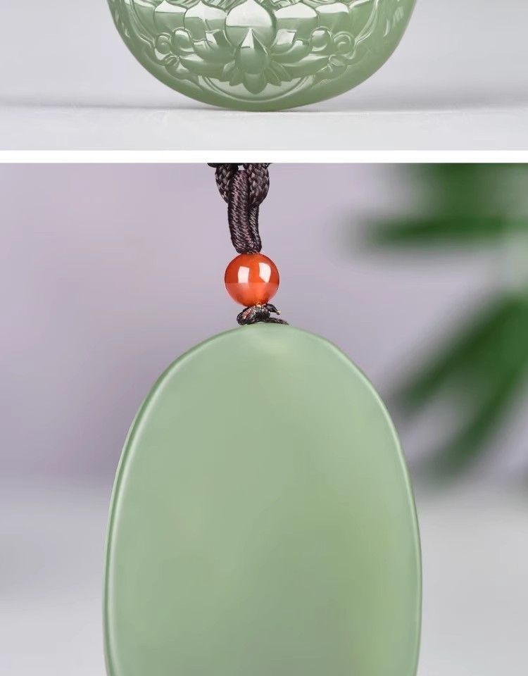 Mặt dây chuyền ngọc Hetian tự nhiên hình Quan Thế Âm cho nam, kích thước lớn, bảo vệ sức khỏe chi tiết 9