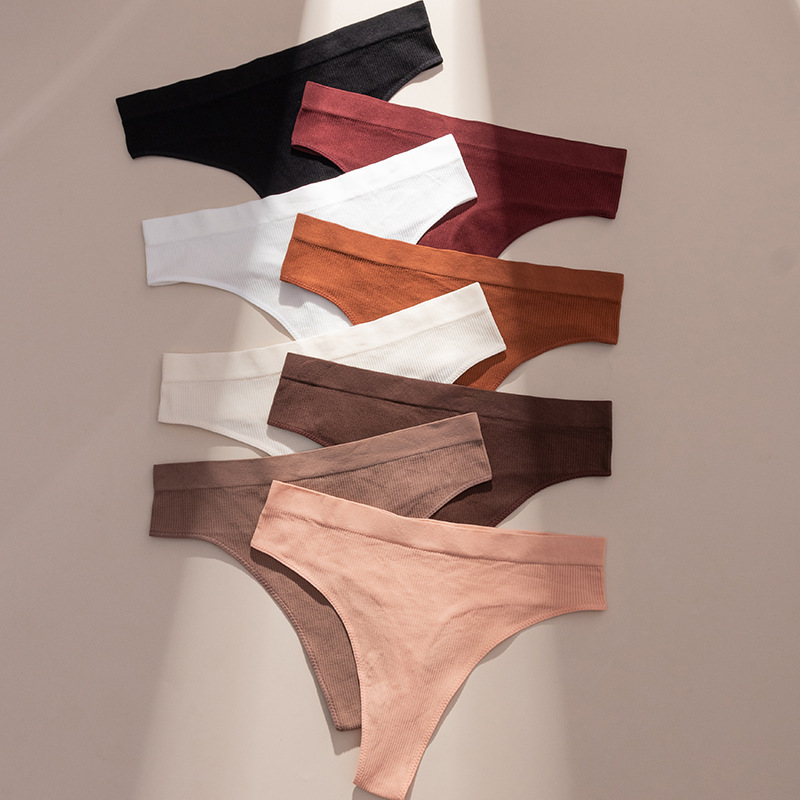 European and American Threaded Panties plus size Yoga Invisible Panties Comfortable Seamless Seamless Breathable Girly Mid-Waist Thong