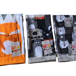 Exported to Europe and the United States Tea Towel 100% Cotton Single-Sided Cut Velvet Printed Tea Towel Paint Printed Kitchen Towel Absorbent and Environmentally Friendly Can Be Customized