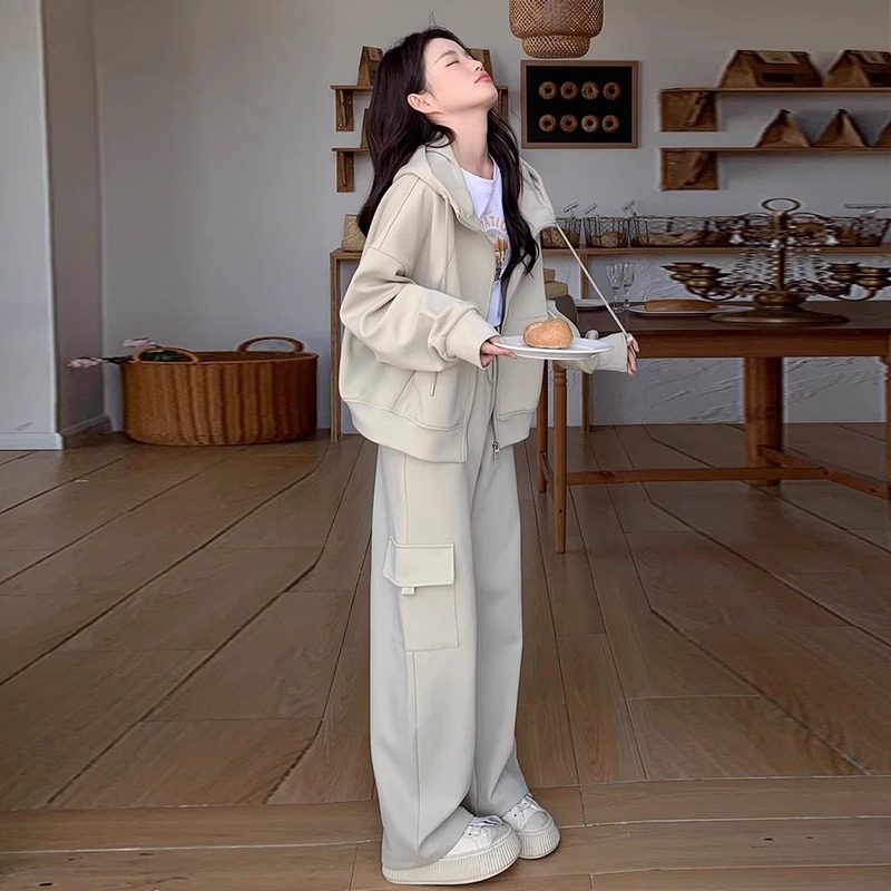 高级感休闲运动套装女春秋小个子工装风卫衣卫裤两件套早秋一整套|undefined