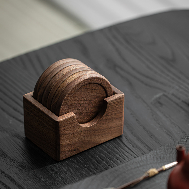 Cruz-frontera winjiang nogal té bandeja posavasos vidrio taza de café aislamiento almohadilla resistente al calor anti-escaldado de madera sólida base de la estera de té