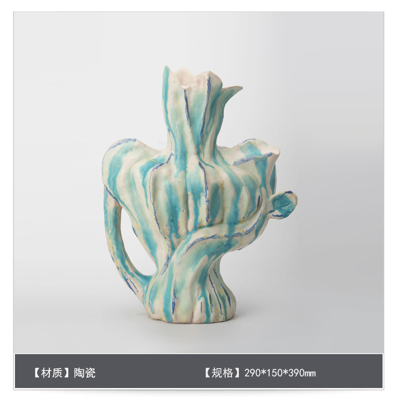 中世スタイルのセラミックフラワー花瓶装飾アートB&Bモデルルームゲストテーブルハイエンドフラワーアレンジメント装飾|undefined