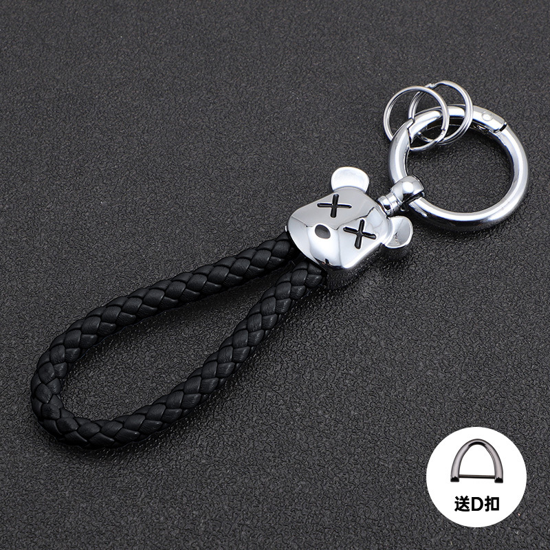 Oso violento transfronterizo llavero de coche oso de metal muñeca de alta gama llavero cuerda anti-pérdida, duradero, resistente a los arañazos