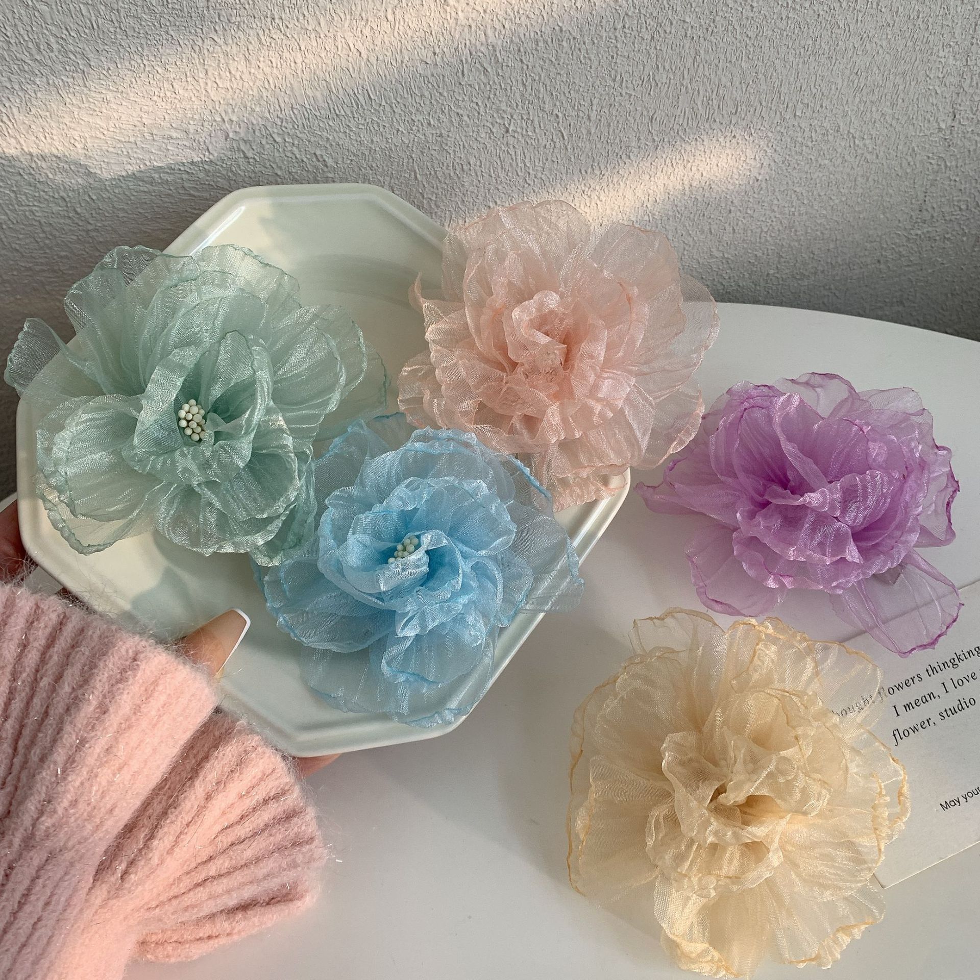 Cloth Material Elegant Women's Flower Cloth Hair Clip Hair Claws