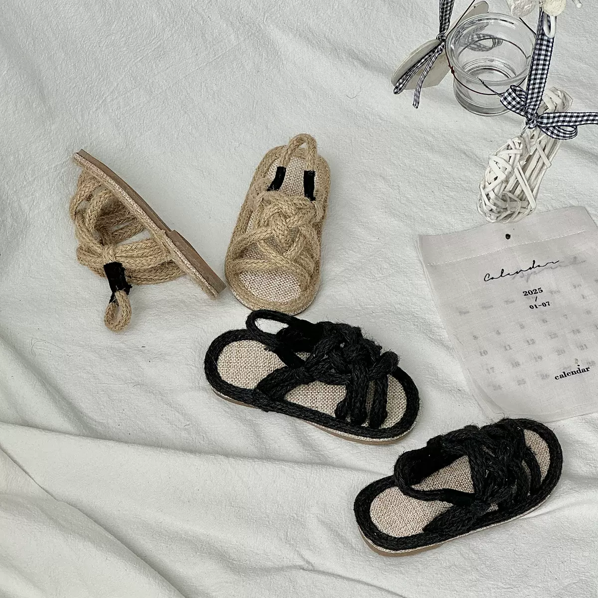 XSHX『加纳麻绳』儿童草鞋海岛度假男女童包跟露趾凉鞋拖24502