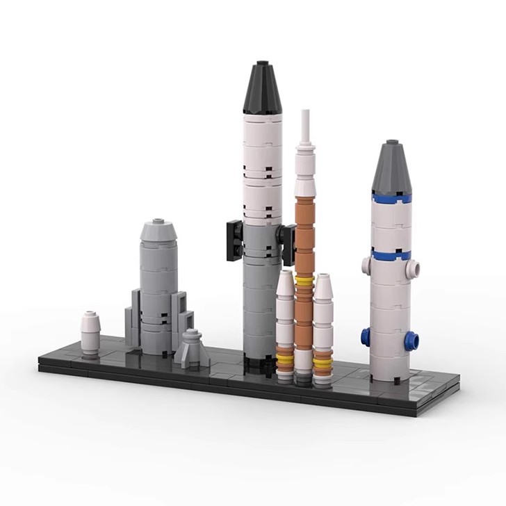小颗粒积木MOC-83164迷你火箭花园 太空创意拼搭套装新颖模型摆件