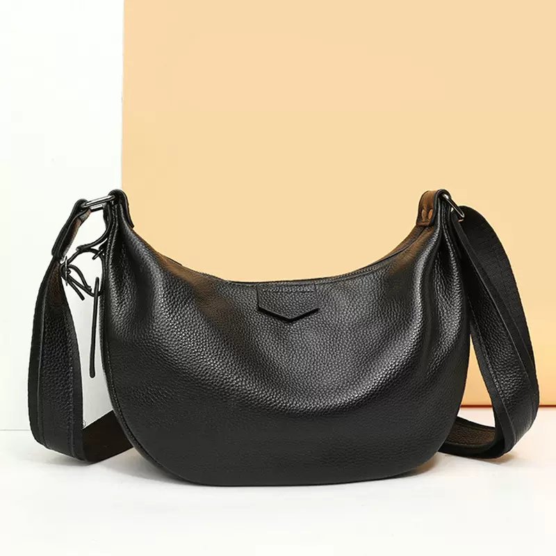 跨境真皮斜挎包包女2025新款通勤大容量饺子包高级感时尚单肩包潮