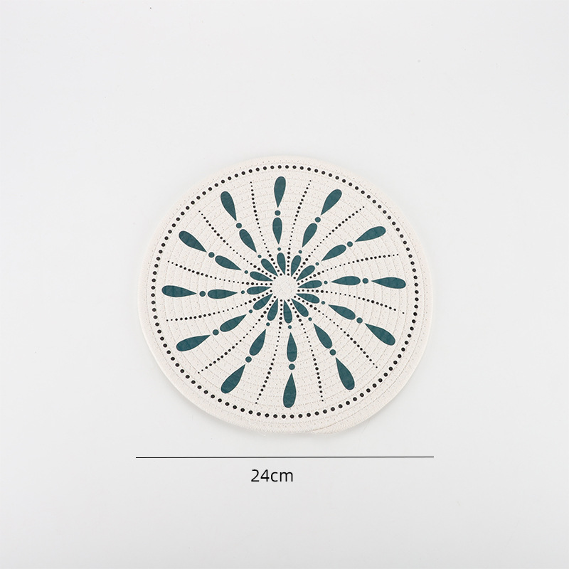 Cojín de paja transfronteriza tela de algodón impresa cojín de taza tejido a mano cojín casero de corteza de maíz cojín de mesa aislante térmico a prueba de quemaduras