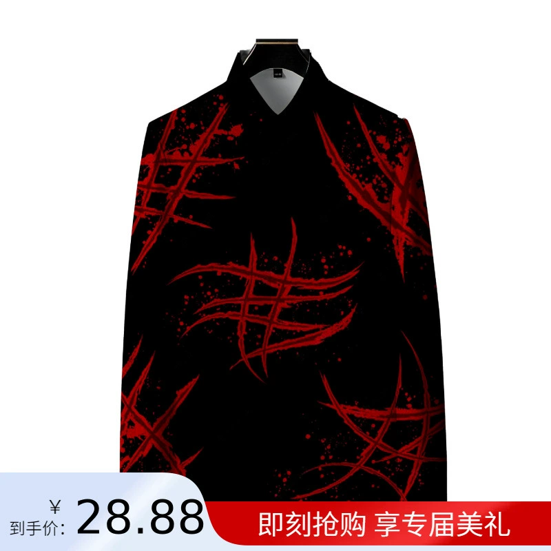 Трансграничная независимая станция новый хэллоуин тема кровавый рисунок мужской 3D рубашки с длинными рукавами топ оптом