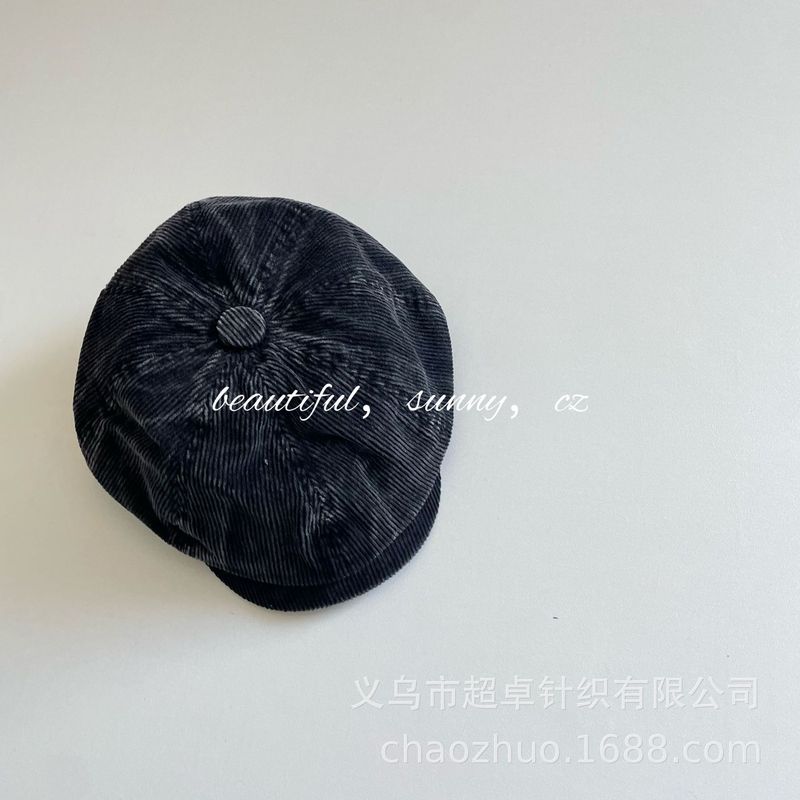 妥妥的秋冬范儿灯芯绒显白显瘦气质有个性成人儿童八角帽|undefined