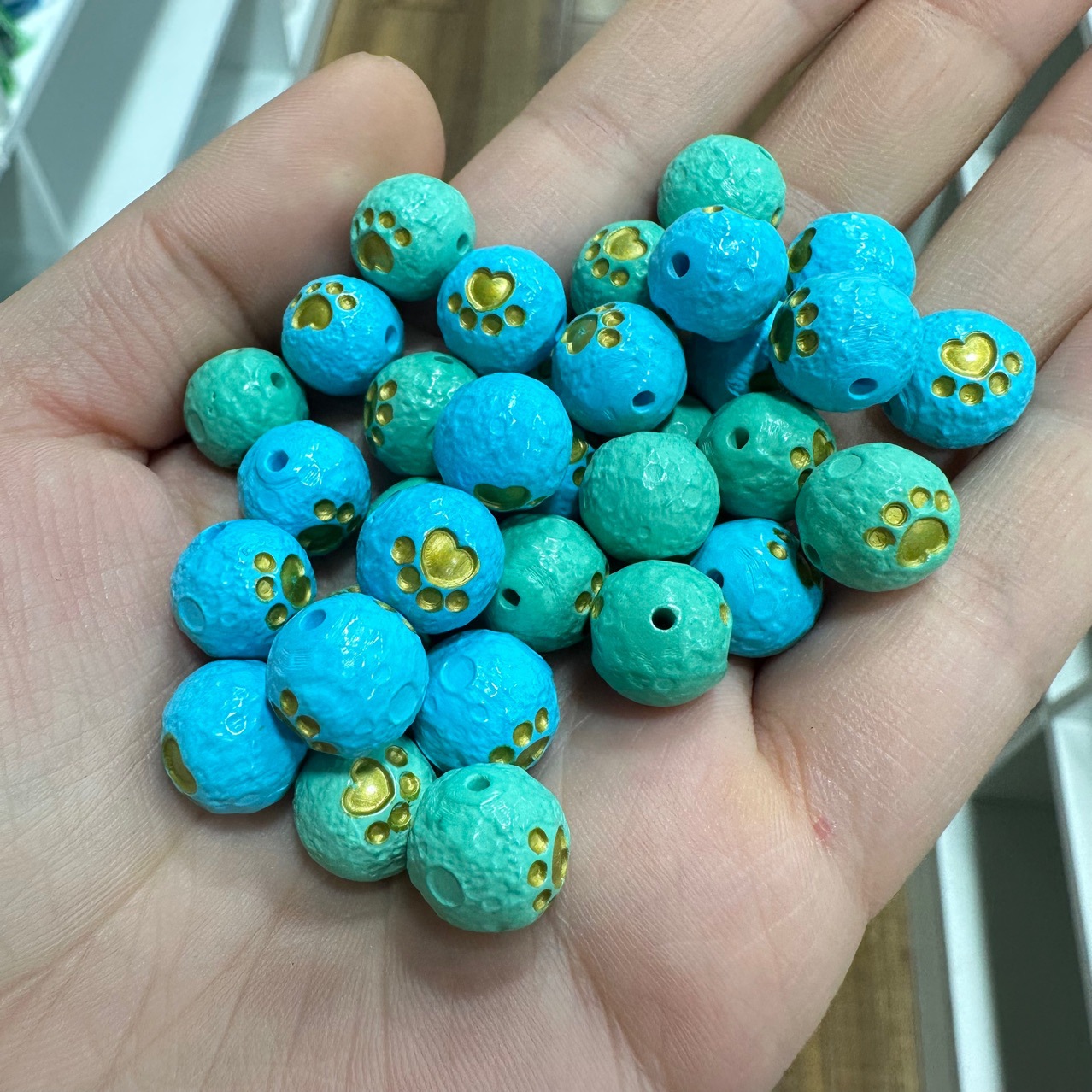 高瓷菱镁矿绿松石猫爪星球珠diy文玩时尚配饰佛珠手串饰品配件E18