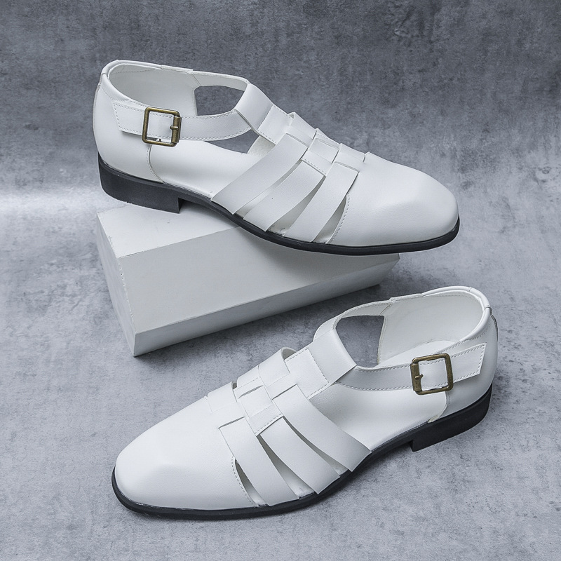 Transfronterizos de verano de tamaño grande nuevas sandalias de moda para hombres zapatos casuales de moda transpirables sandalias de cuero hueco un cabello