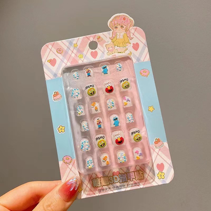 3D Niños Nail Stick Set Regalo de cumpleaños dibujos animados impermeables tridimensionales parches de manicuría autoadhesivos desmontables