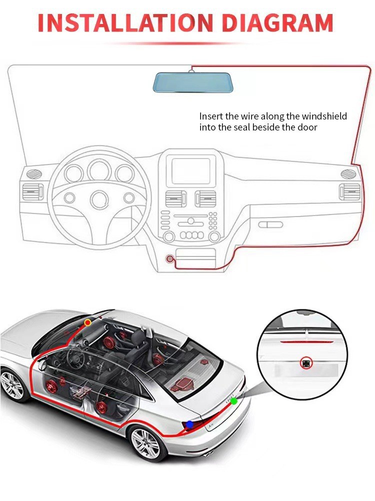 Cross-border hot 4K streaming media 12-inch driving recorder full-screen touch front and rear dual-lens HD video WIFI