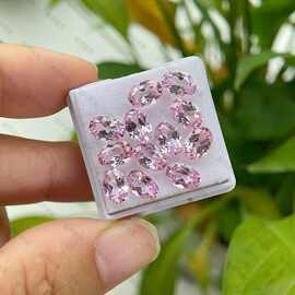 高品质蛋形摩根粉/再生粉色宝石珠宝裸石 梧州合成宝石工厂直供
