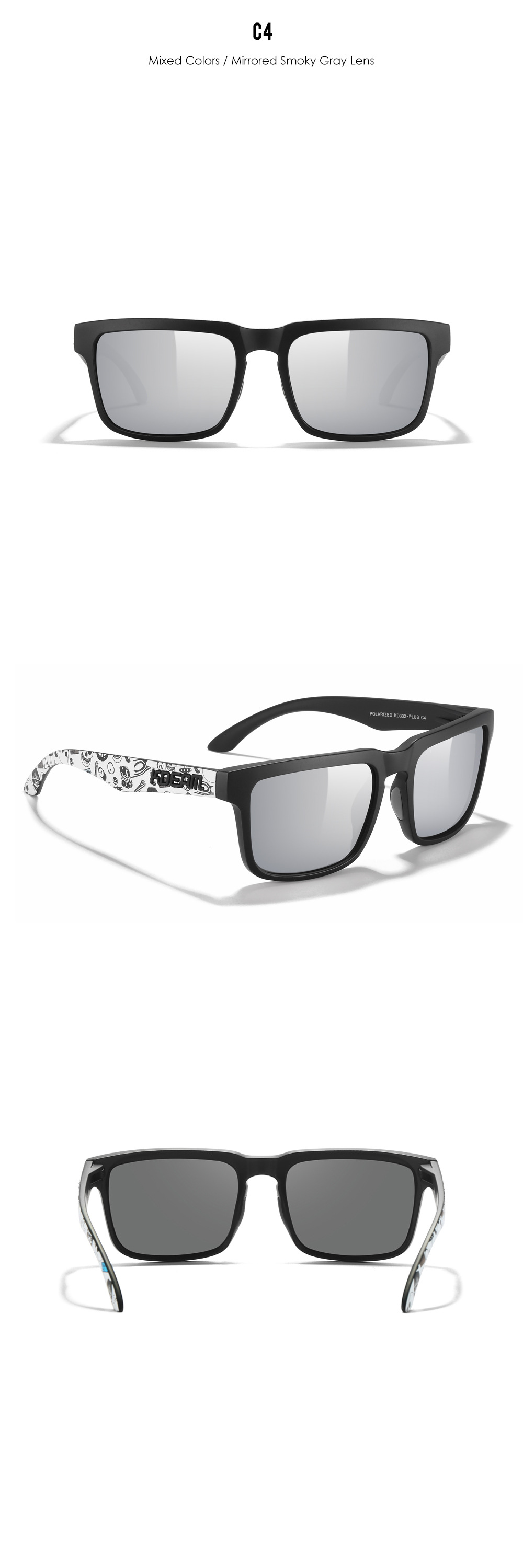 Lässig Farbblock Tak Quadrat Vollbild Sport Sonnenbrille display picture 15