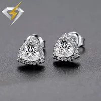 Серьги с бриллиантами Mossan 1 карат Треугольник Mossan Micro Inlay Легкие Роскошные серьги с несколькими бриллиантами S925 Серебро с позолотой