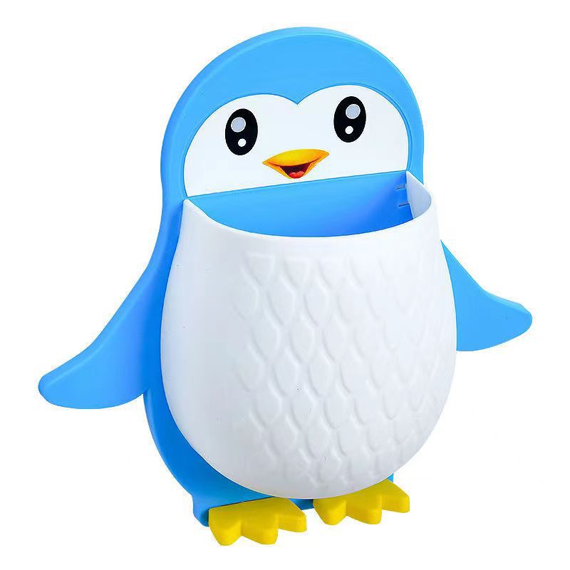 Rack de almacenamiento de pingüino de dibujos animados transfronterizo herramientas de maquillaje caja de organización baño cepillo de dientes rack de almacenamiento montado en la pared en stock