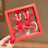 Children's hair accessory, hairgrip, red festive hairpins with bow, Chinese style