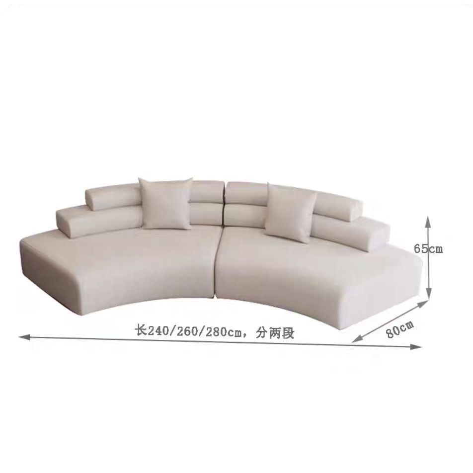 Diseñador nórdico sofá de tela minimalista Oficina de ventas Negociación de arco Hotel Lobby Salón de lujo ligero
