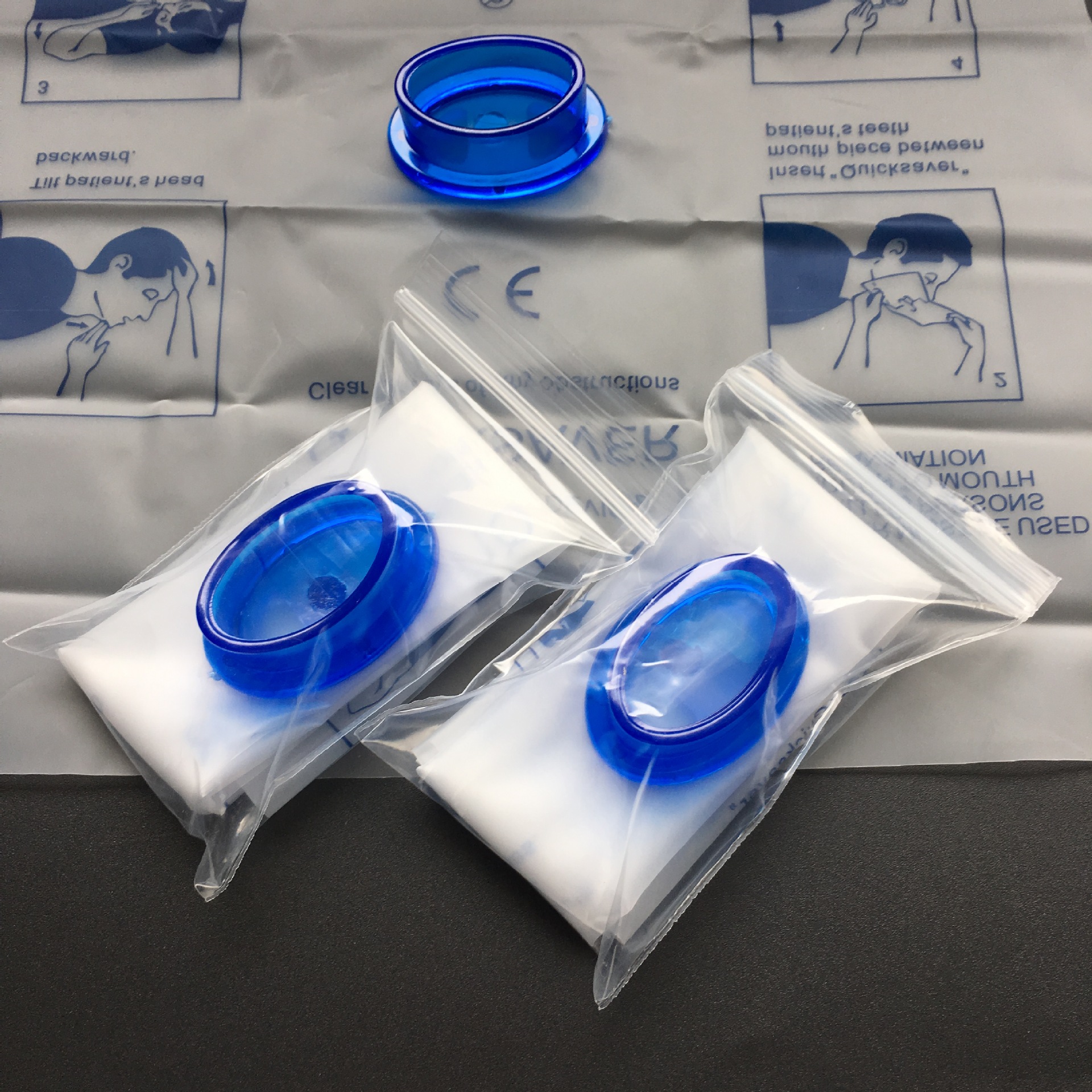 厂家销售人工呼吸面罩口对口呼吸器单向阀CPR一次性面罩量大价优