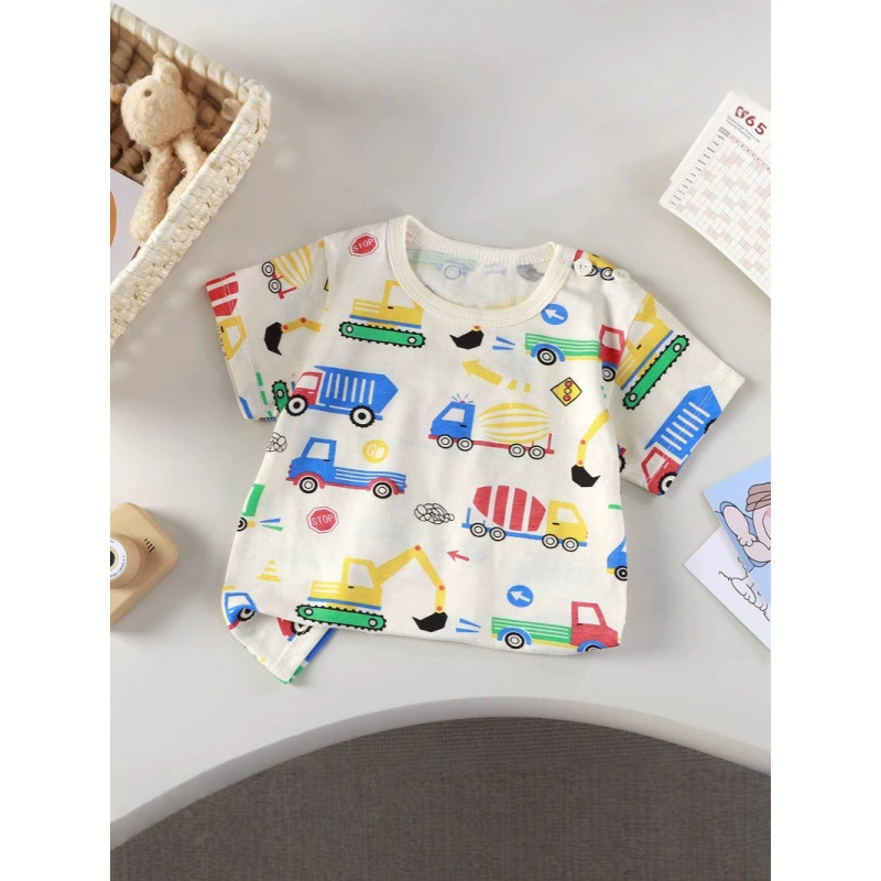 Детская хлопчатобумажная футболка с короткими рукавами для девочек летняя детская летняя детская летняя детская одежда новая рубашка для мальчиков оптом