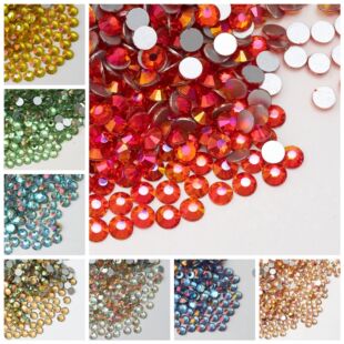 Glass Light Flat Bottom Diamond Guomao Crystal Multicolor Round Sticker Diamond DIY New Handmade Cross-border Jewelry Accessories